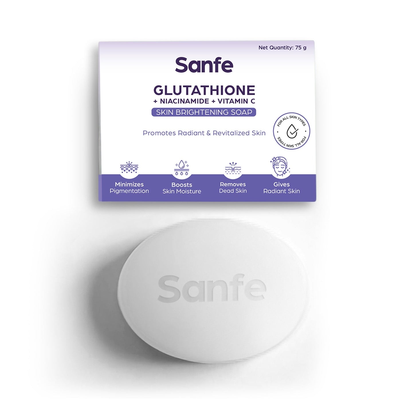 Sanfe GlutathioneNiacinamideVitamin C Brightening Soap  75gm