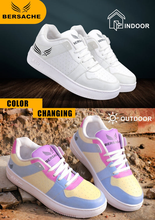BersacheTrendy Color Changing Casual Sneaker Shoes For Men White-9054