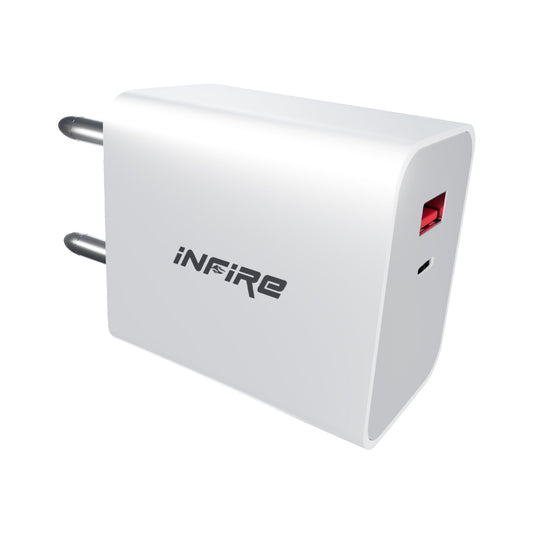 iNFiRe Turbo 20W Dual Port USB  Type C PD Fast Charger Adapter