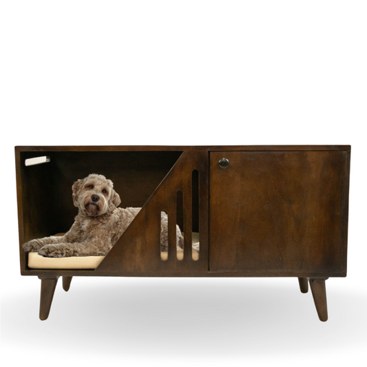 FurryLiving Benji Cabinet with Cushion for Small Dogs and Cats Dark Brown