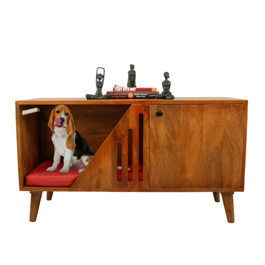 FurryLiving Benji Cabinet with Cushion for Small Dogs and Cats Honey