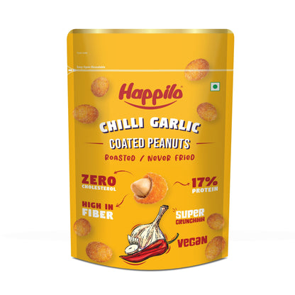 Happilo Premium Super Snack Chili Garlic Peanut150g Crunchy and Nutty High in Protein and Dietary Fibre