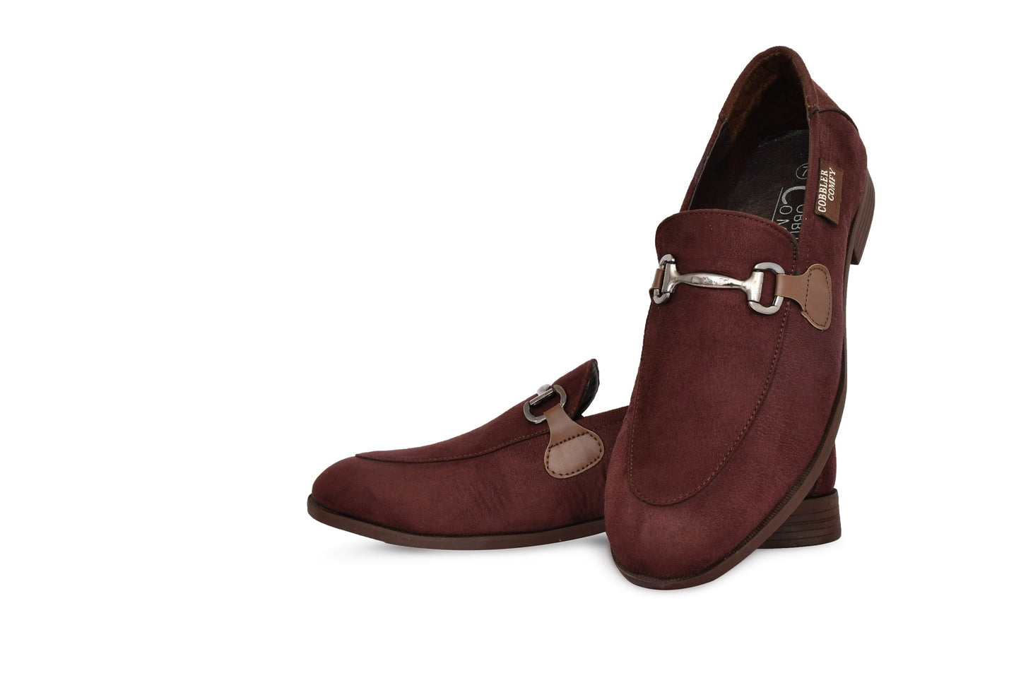 Suede Moccasins for Men with Metallic Loop Buckle  Brown