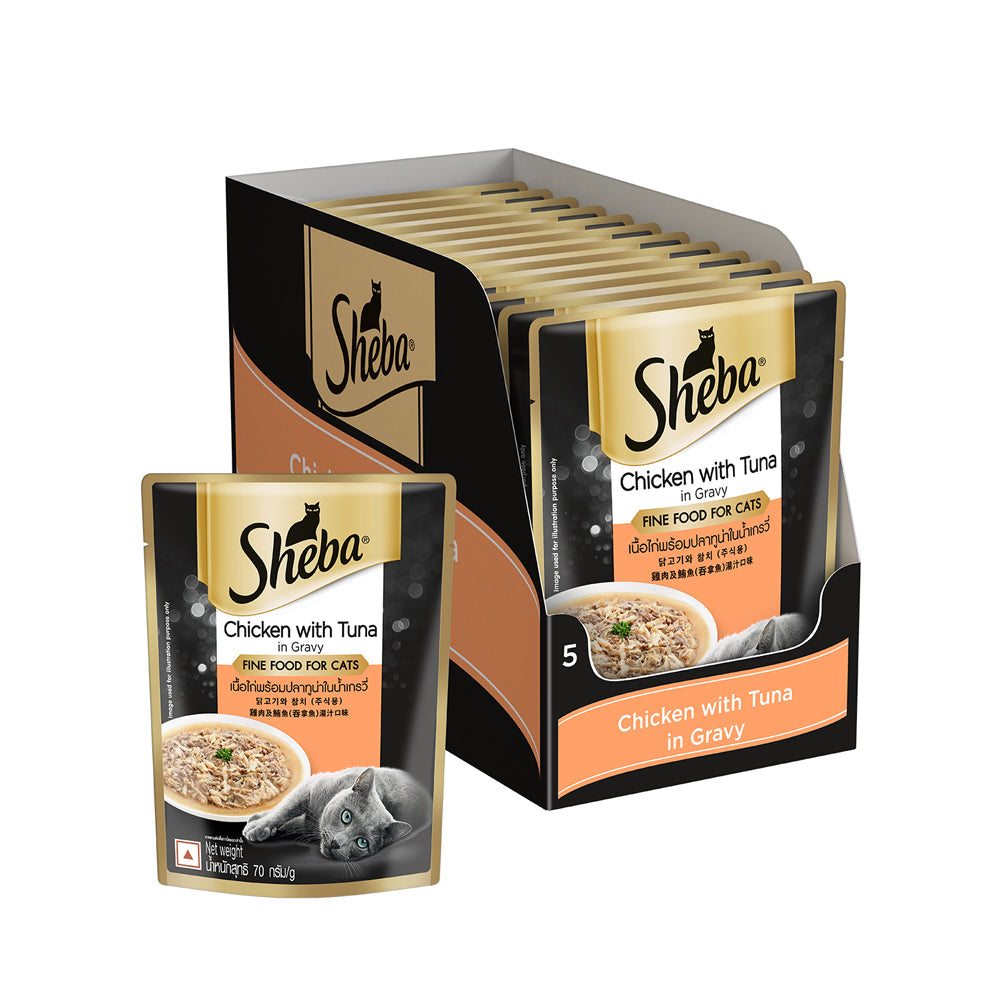 Sheba Chicken With Tuna In Gravy Rich Premium Adult Fine Cat Wet Food