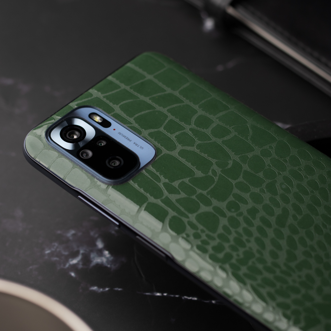 Green Croc Leather Mobile Skin