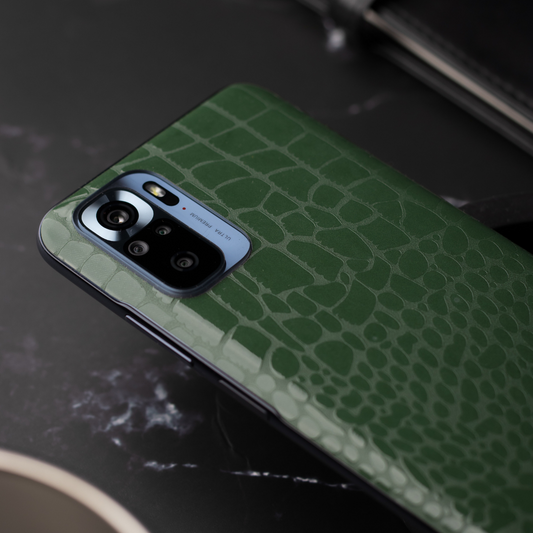 Green Croc Leather Mobile Skin