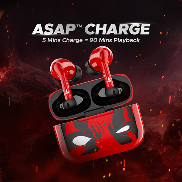 boAt Airdopes 161 Deadpool Edition  Wireless Earbuds with 40 Hours Playback ASAP Charge boAt Immersive Sound Bluetooth v5.1