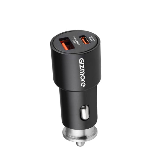 GIZMORE 38W Super-Fast Car Charger with Dual Output 38 Watts Total 18W USB  20W Type C PD Fast Charging Adapter for iPhone  Android Smartphones Black