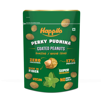 Happilo Premium Super Snack Perky Pudhina Peanut 150g Crunchy and Nutty High in Protein and Dietary Fibre