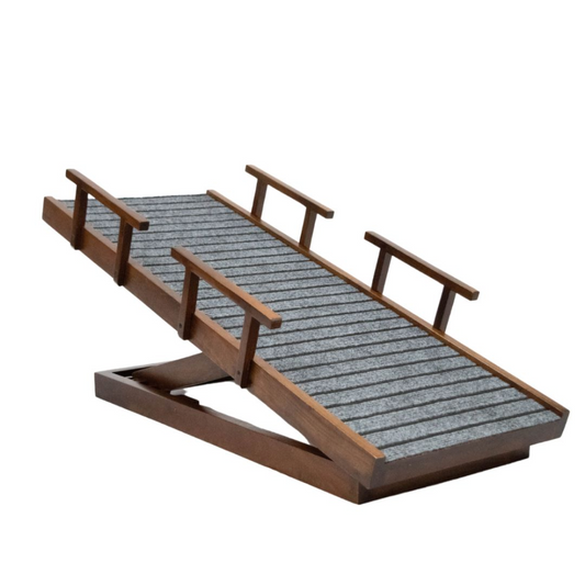 FurryLiving Wooden Ramp with Safety Rails for Dogs and Cats Teak Brown