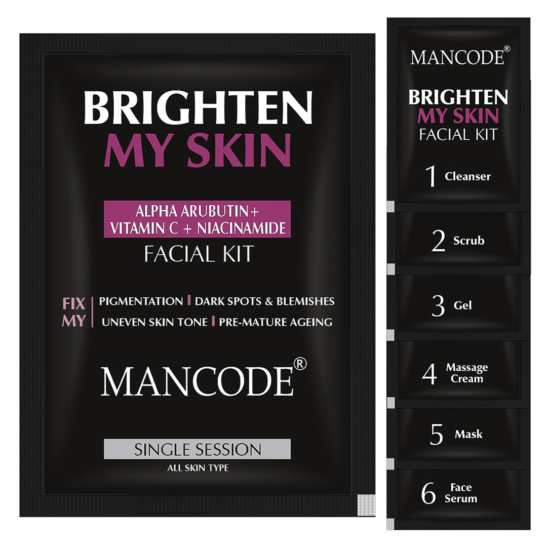 Mancode Facial Kit for Brighten Skin for Fix Pigmentation Dark Sports  Blemishes Uneven Skin Tone Facial kit for men 58gm
