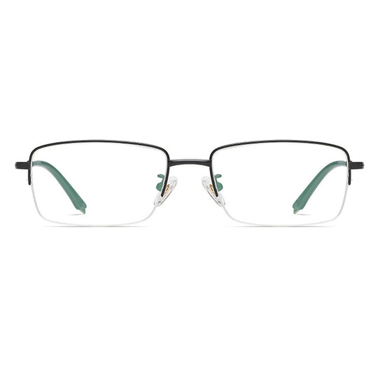 Stylish Flat Mirror With Titanium Frame for Business and Classic Anti-blue Light Glasses