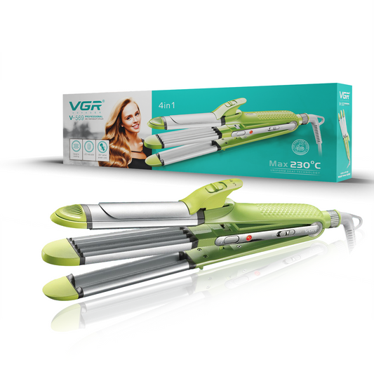 VGR V-569 Professional 4 In 1 Hair Beauty Styler - Straightener Curler Crimper Waver Green