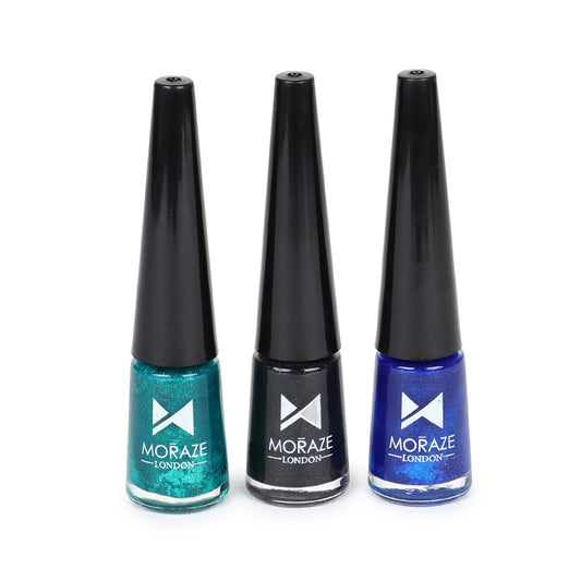 3 Glittery Coloured Eyeliners Kit - Green Black Blue