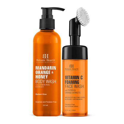 Citrus Burst Combo with Vitamin C Foaming Face Wash  Mandarin Orange  Honey Body Wash Pack of 2