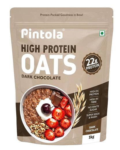 Pintola 22g High Protein Oats Dark Chocolate Oats for weight loss Breakfast Cereals Pouch