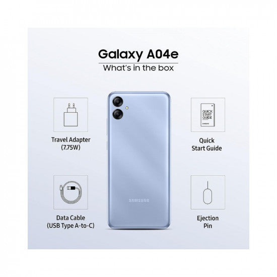 Samsung Galaxy A04e Light Blue 3GB 64GB Storage  13 MP Rear Camera  Face Unlock  Upto 7GB RAM with RAM Plus  MediaTek Helio P35  5000 mAh Battery