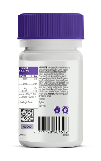 Swisse Ultiboost Iron Supplement Helps Maintain Healthy Blood With Vitamin C Vitamin B6  Vitamin B12 To Assist Iron Absorption - 30 Tablets