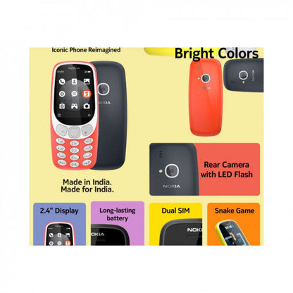 Nokia 3310 Dual SIM Keypad Phone with MP3 Player Wireless FM Radio and Rear Camera  Yellow 13.7 x 7.9 x 5.8 cm