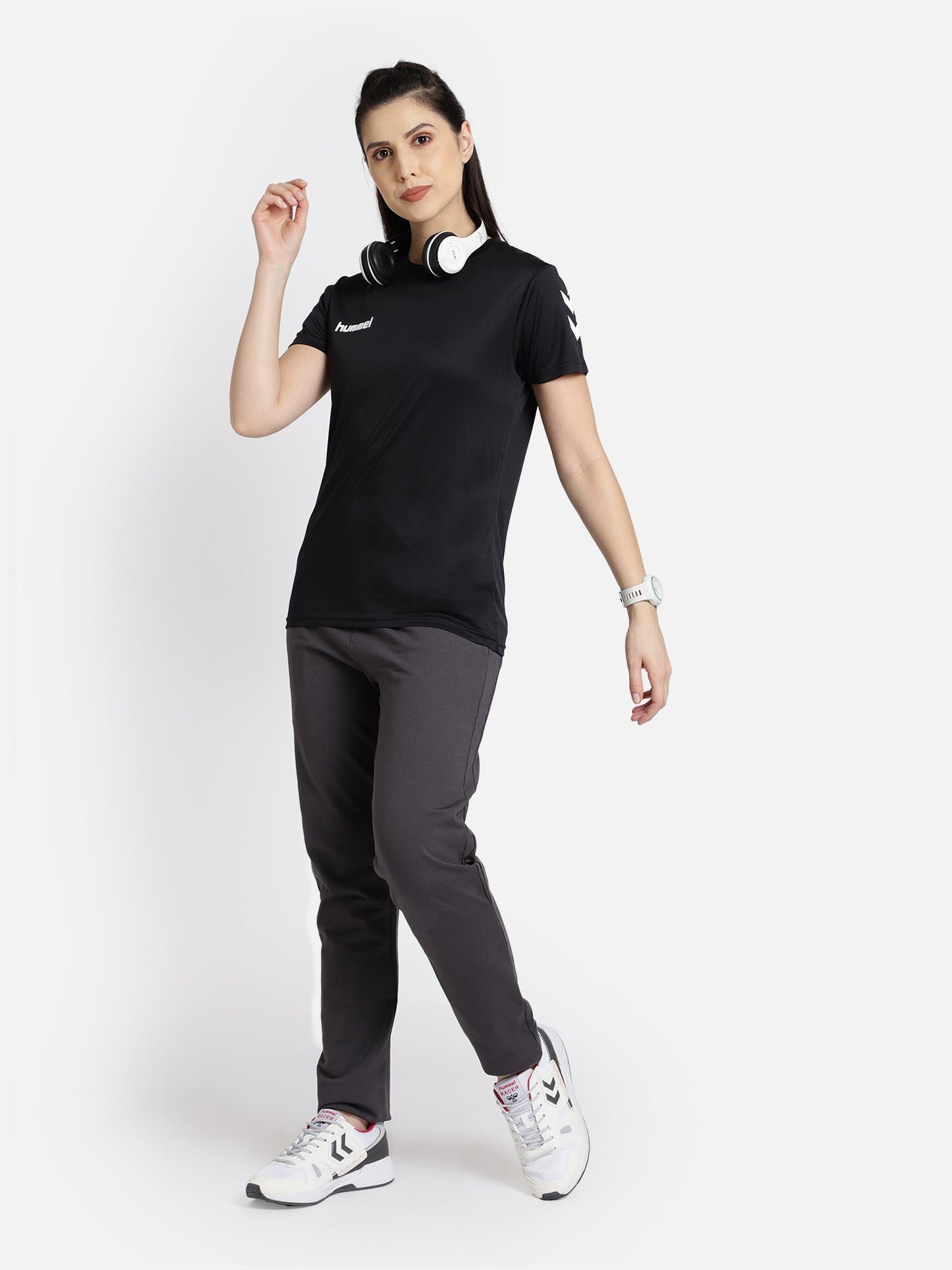 Core Women Polyester Black T-Shirt