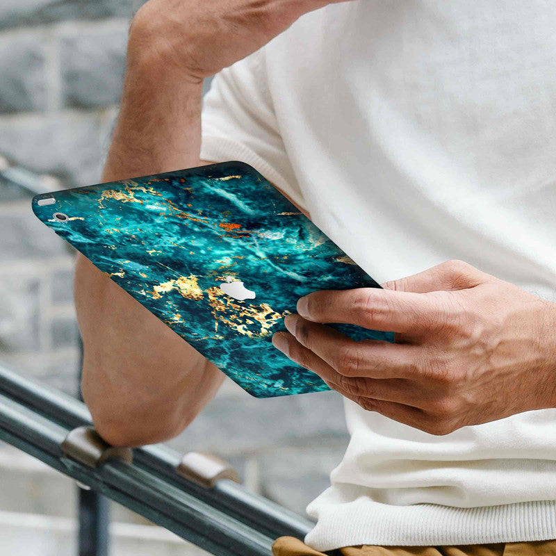 IPad Skin Blue Gold Marble