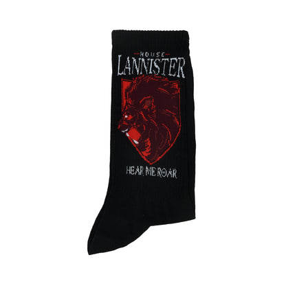 BALENZIA X GAME OF THRONES House Lannister Sigil  House of Stark Crew Length Rib Socks for Men Free SizePack of 2 Pairs1UWhite  Black