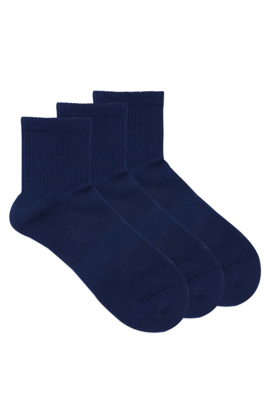 Balenzia Mens Full Cushioned TerryTowel Ankle Sports Socks Gym Socks- Navy Pack of 31U