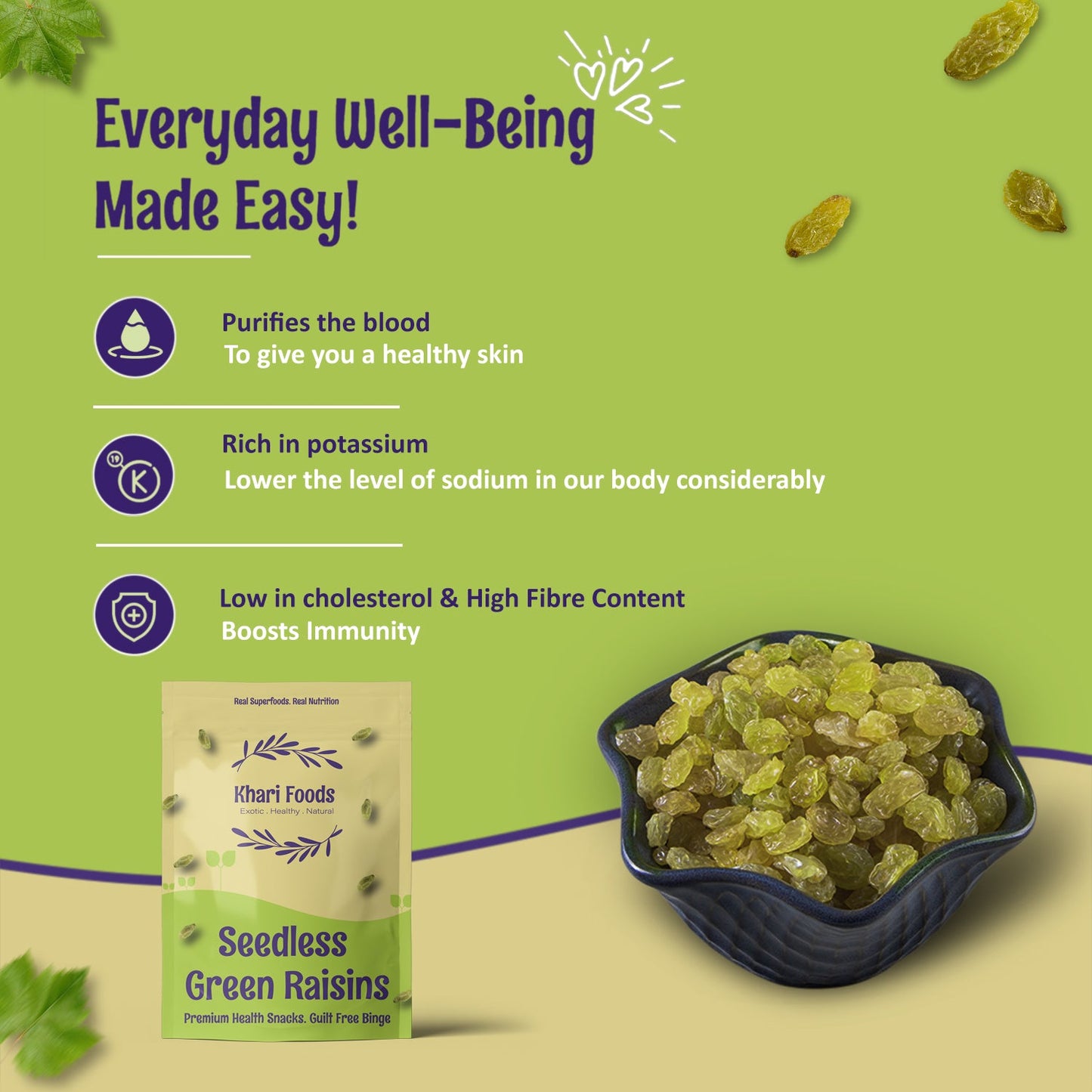 Premium Dried Seedless Green Raisins