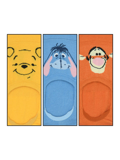 Balenzia x Disney Winnie the Pooh loafer invisible socks for Women-Pooh Eeyore Tiger Pack of 3 Pairs1UFree Size Silver Pink Blue