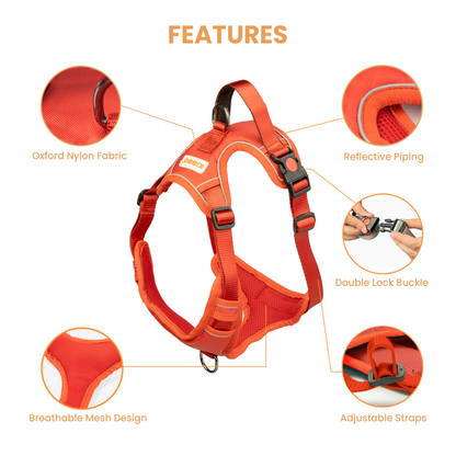 Kibbo Reflective Vest Harness with Dual Lock Buckle for Dogs Red