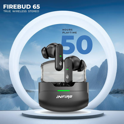 FireBuds 65 Earbuds 50H PlaytimeENCQuad Mic 13mm Drivers Voice Assistant Bluetooth