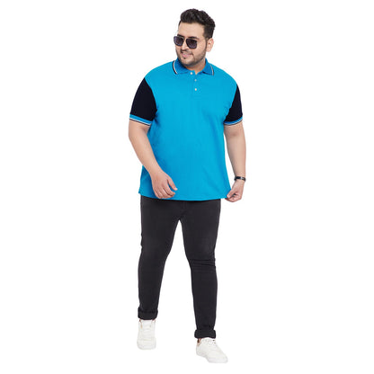 Men Plus Size Cosmo Colorblock Polo Tshirt