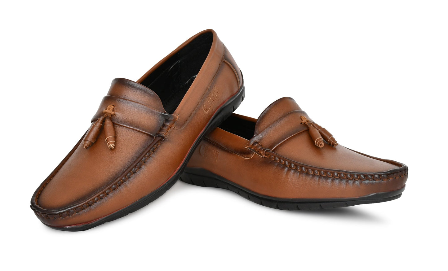 Beaded Tussled Moccasins for Men  Tan