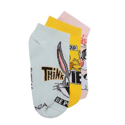 Womens Looney Tunes Cartoon Themed Low-Cut Socks  Multicolor  Pack of 3