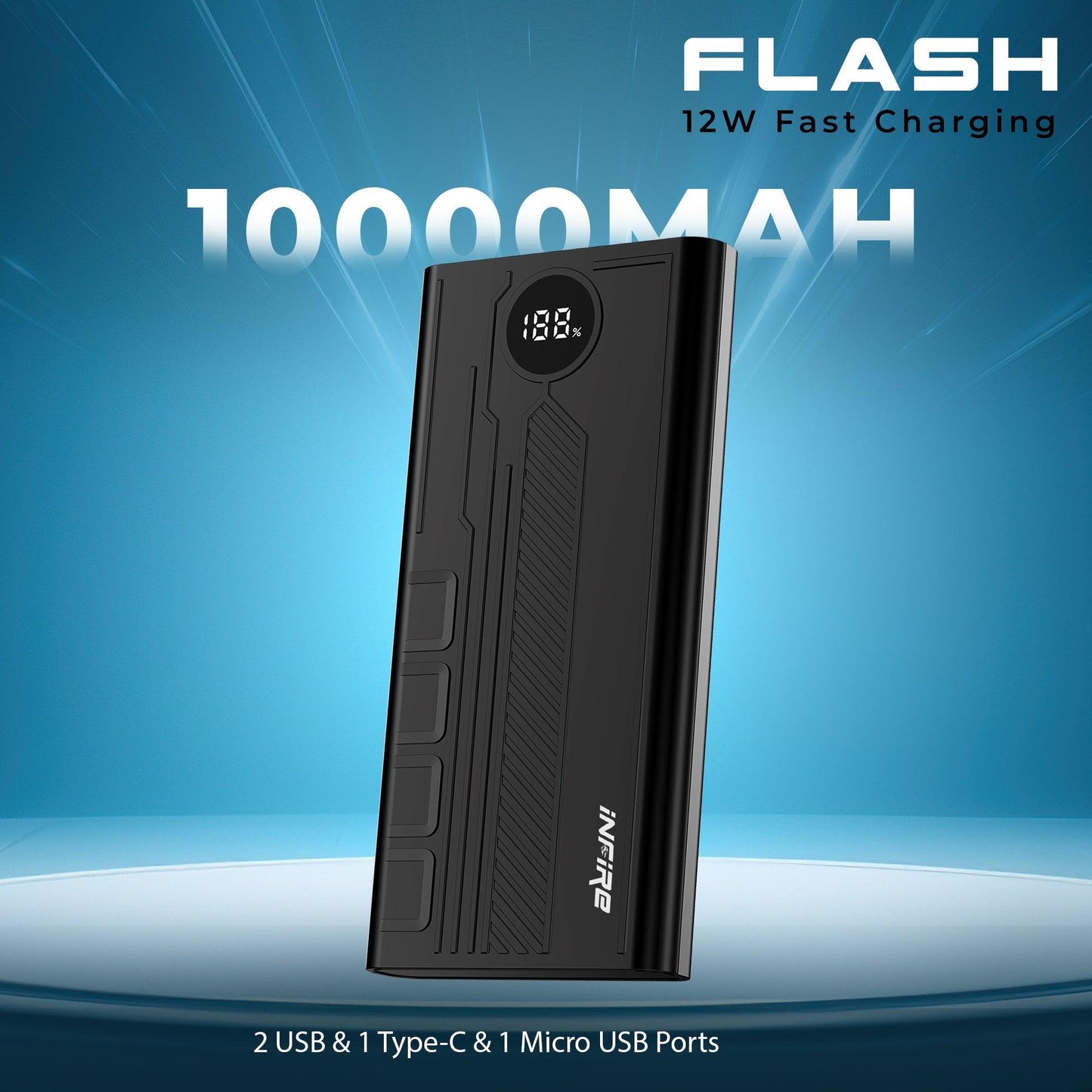 Flash 10000mAh 12W Power Bank With Fast Charging  Dual Output Ports  Dual Input Ports  LED Display