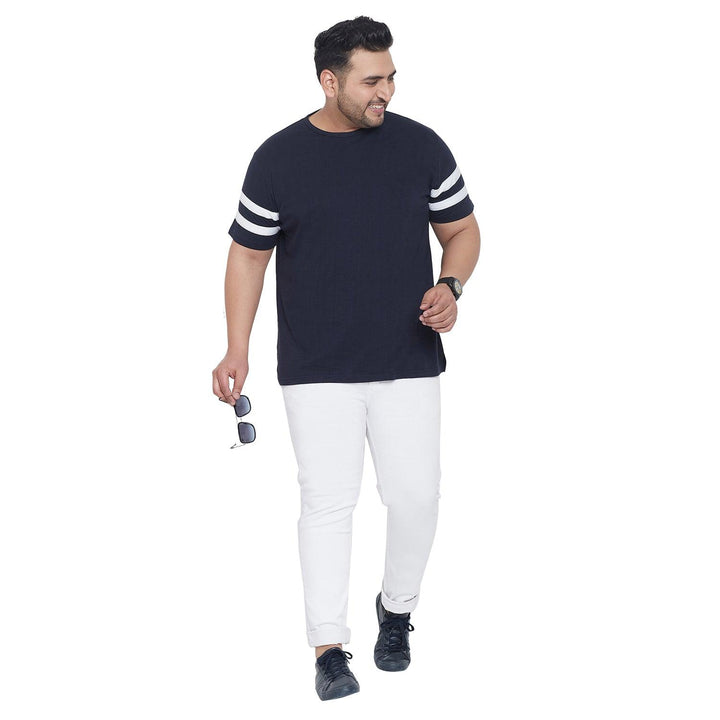 Men Plus Size Downtown Solid Round Neck Tshirt