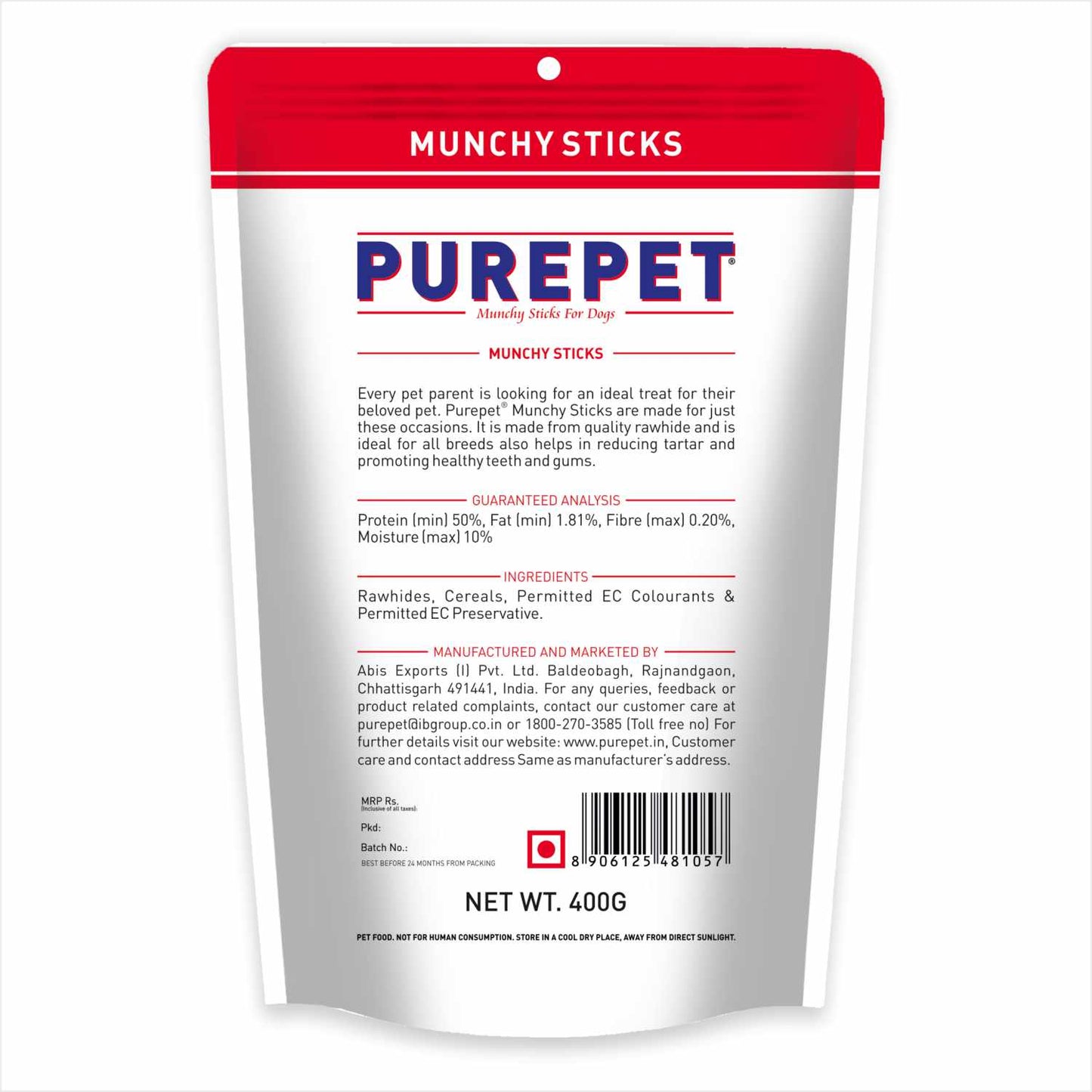 Purepet Mutton Flavour Munchy Sticks Dog Treat