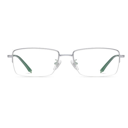 Stylish Flat Mirror With Titanium Frame for Business and Classic Anti-blue Light Glasses