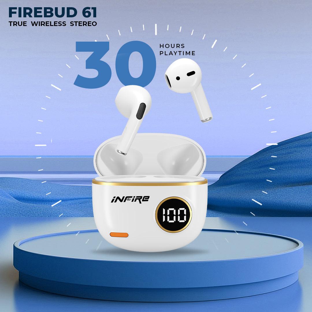 iNFiRe FireBud 61 True Wireless EarBuds upto 30 Hours PlayTime Led Display 5.3 BT Version  IPX 4  13mm Driver