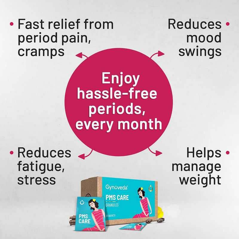 Gynoveda PMS Care Granules No More Mood Swings Bloating Cramps Fatigue Get Hassle-Free Periods