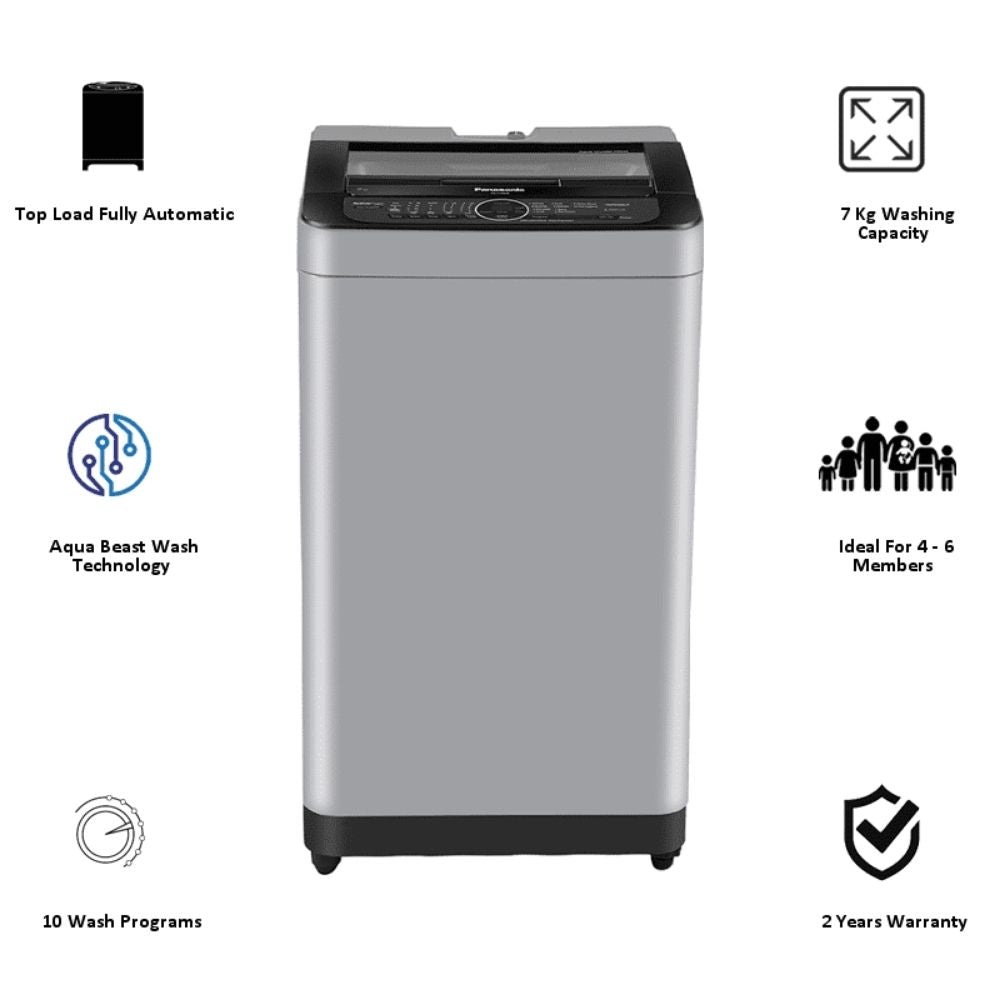 Panasonic 7 Kg 5 Star Built-In Heater Fully-Automatic Top Loading Washing Machine