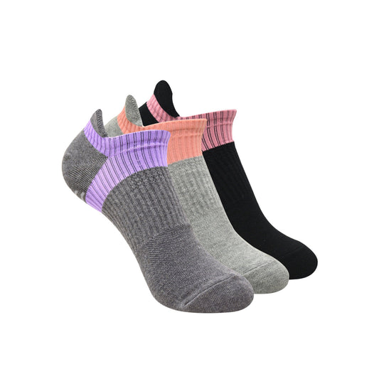 Balenzia Womens low cut anti-skid gym socks with mesh knit- Black Light Grey Dark Grey-Pack of 3 Pairs1U