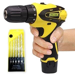 Cheston 10 mm Dual Speed Keyless Chuck 12V Cordless DrillScrewdriver with LED Torch Variable Speed. rpm 0-350 1350