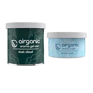 Airganic Aroma Car Freshener Combo Pack  Gel Can Dusk Cloud  Aroma Cube Artic Aura air fragrance