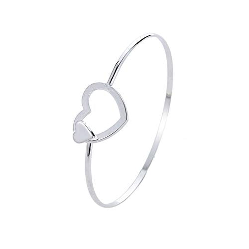 Yellow Chimes Valentine Collection Creative Dual Openwork Love Heart Silver Plated Kada Bracelet for Women and Girls