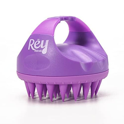 Rey Naturals Hair Scalp Massager Shampoo Brush - Hair Growth Scalp Care and Relaxation - Soft Bristles for Gentle Massage - Pink Color Pink  Purple