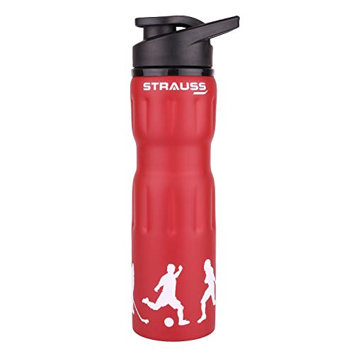 STRAUSS 750ML Stainless Steel Water Bottle, Leak Proof, Eco-Friendly, BPA-Free, for Gym, Home, Hiking, Trekking, Travel, Ideal for Kids, Red