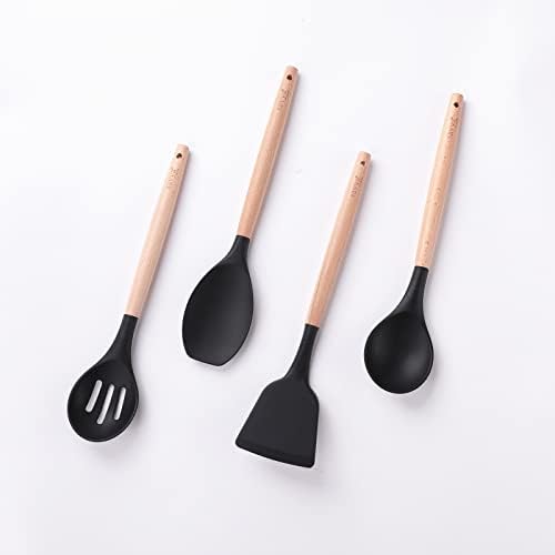 Better Home Tall Jars 1000ml Pack of 6, Savya 12-Piece Kitchen Utensils Set Black-Silicone with Wooden Handle.