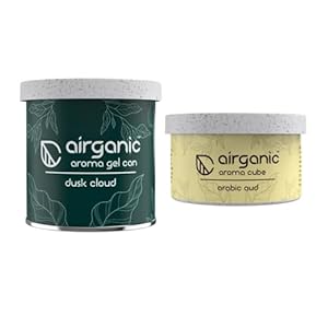 Airganic Aroma Car Freshener Combo Pack  Gel Can Dusk Cloud  Aroma Cube Arabic Oud air fragrance