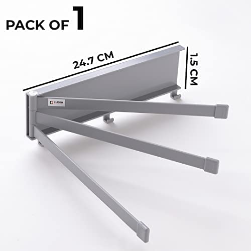 Kuber Industries Towel Holder & Foldable Shirt Stacker, 3 Rods, 180